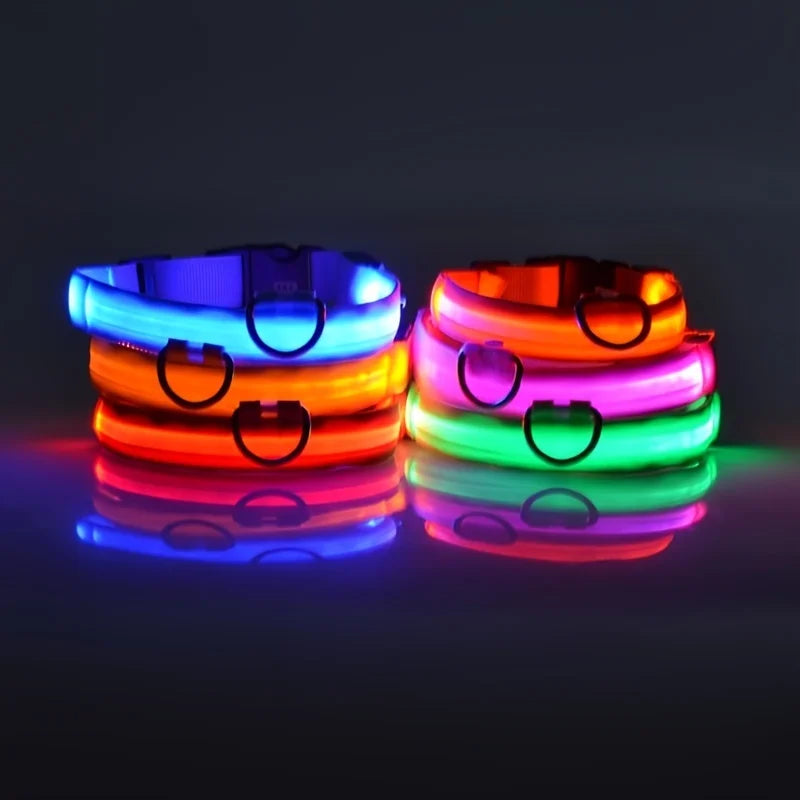 Premium Glowing LED Safety Pet Collar & Leash