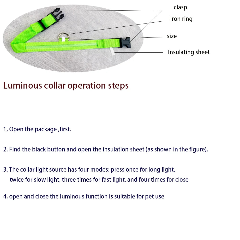 Premium Glowing LED Safety Pet Collar & Leash